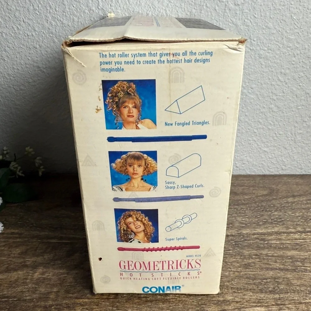Conair Geometricks Hot Sticks Soft Flexible Rollers Hair Curlers 1989 HS20 vtg